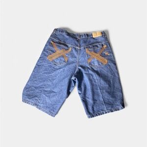 Rocawear Blue Jean jorts Y2Kwith Brown Details